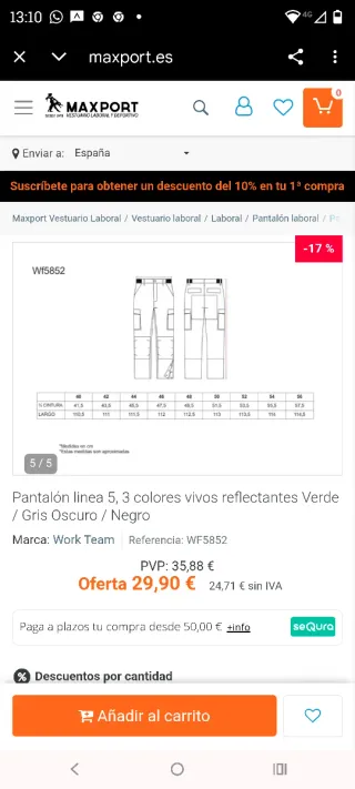 Pantalón de trabajo verde y negro