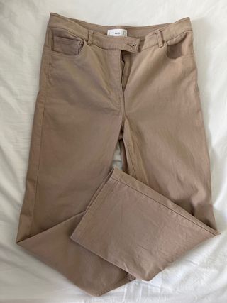 Pantalones Mango Talla 40 Beige