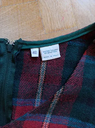 Vestido Benetton Pichi Cuadros Vintage