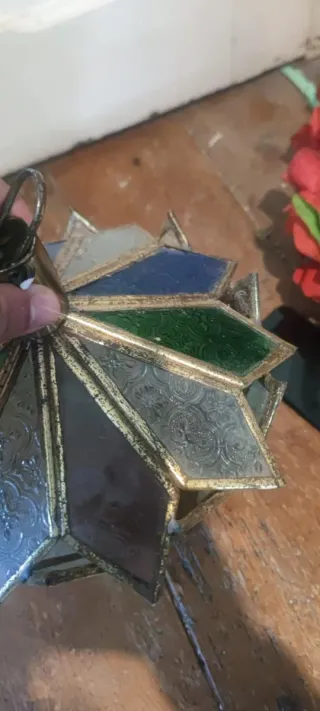 Lámpara vintage cristal y metal