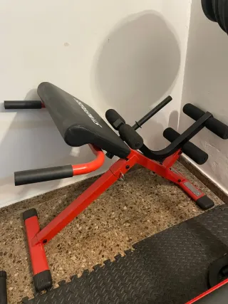 PressBanca+ 2 banco abdominal/lumbar+ barra+ pesas