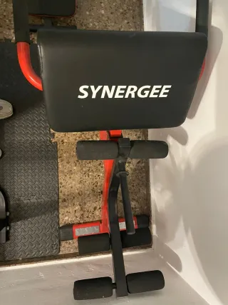 PressBanca+ 2 banco abdominal/lumbar+ barra+ pesas