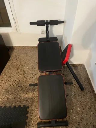 PressBanca+ 2 banco abdominal/lumbar+ barra+ pesas