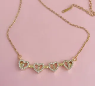 Collar Trébol Corazón 2 en 1 Baño Oro