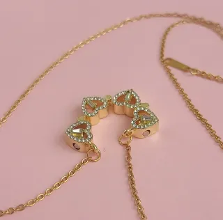 Collar Trébol Corazón 2 en 1 Baño Oro