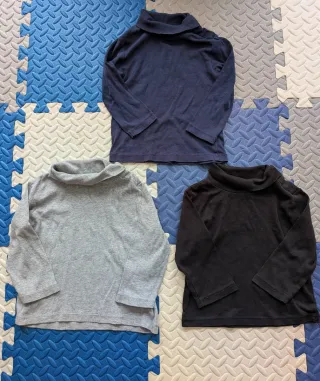 3 Camisetas Cuello Alto Manga Larga