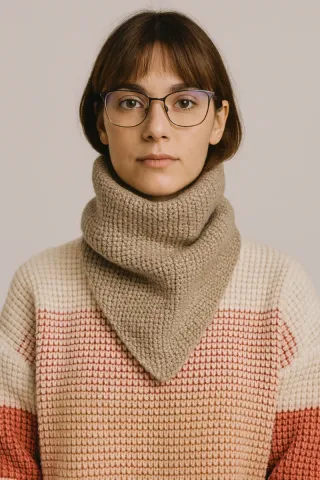 Pañoleta tejida a mano lana beige