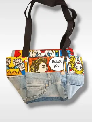 Borsa jeans handmade stile fumetto