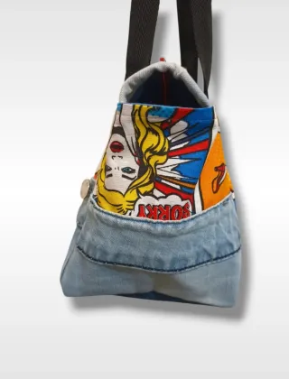 Borsa jeans handmade stile fumetto