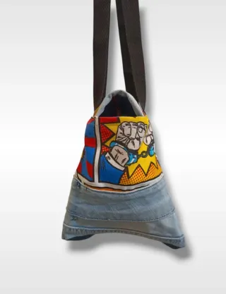 Borsa jeans handmade stile fumetto