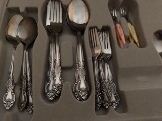 Lote cubertería metal plateada 52 pieza