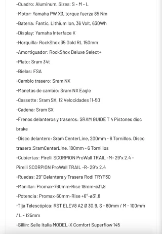 eMTB Fantic XTF 1.5 Sport Y TALLA L