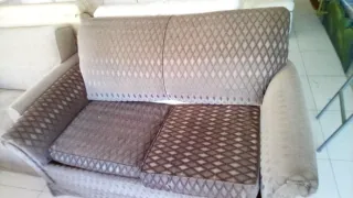 Sofá Cama Tela Beige y Marrón