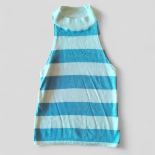 Mango Top sin mangas rayas azul/blanco