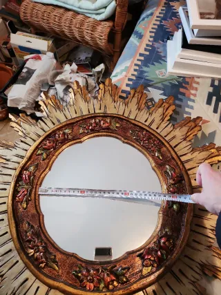 Espejo Sol Madera y Cristal