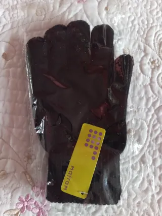 Guantes de piel negros mujer