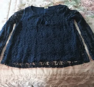 Blusa Hollister Encaje Azul