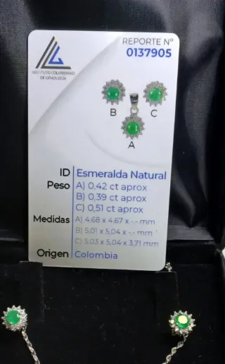 OFERTA: Conjunto Esmeralda Natural Plata Certifica