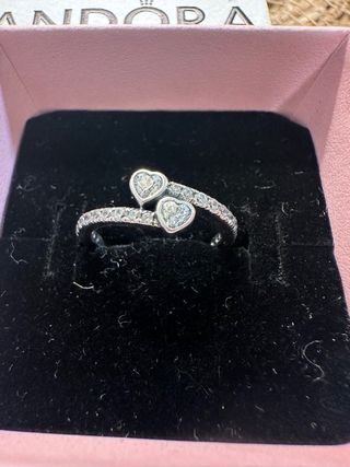 Anillo Pandora Corazones Plata