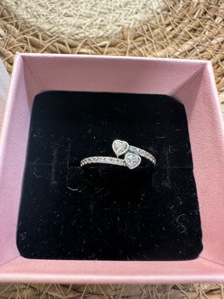 Anillo Pandora Corazones Plata