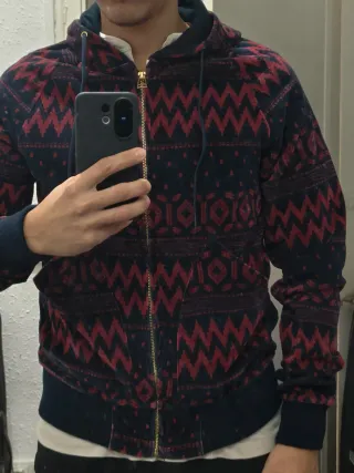 Sudadera Zara Terciopelo Estampada Azul