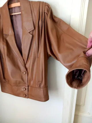 Chaqueta Piel Vintage Mujer Marrón