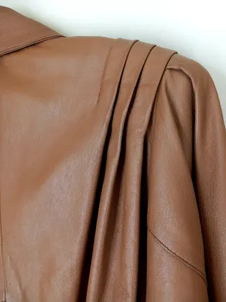 Chaqueta Piel Vintage Mujer Marrón