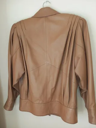 Chaqueta Piel Vintage Mujer Marrón