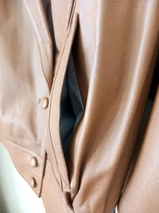 Chaqueta Piel Vintage Mujer Marrón