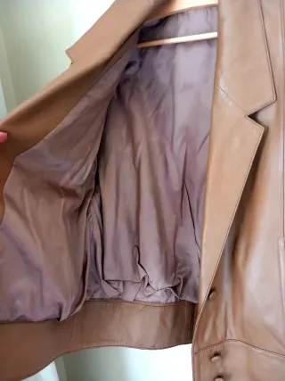 Chaqueta Piel Vintage Mujer Marrón