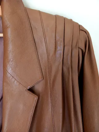 Chaqueta Piel Vintage Mujer Marrón