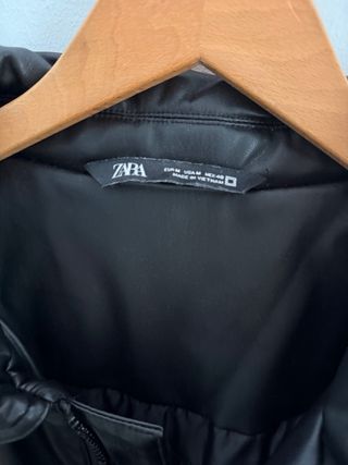 Cazadora Polipiel Zara Talla M Negra