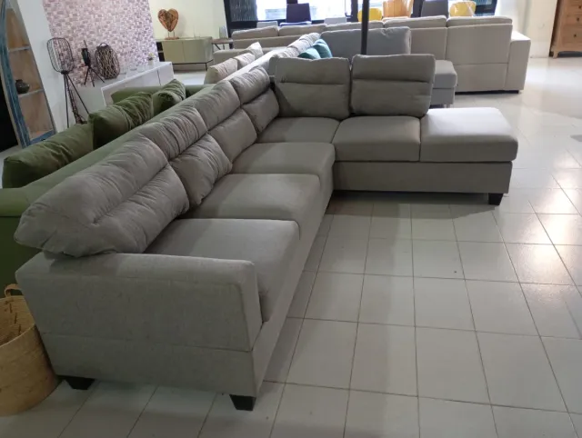 Sofá modular gris tela