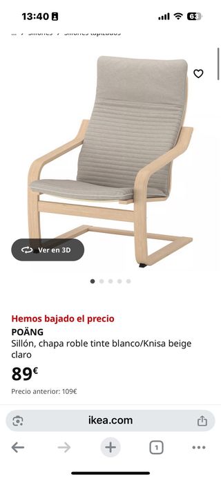 Sillón Ikea Tela y Madera
