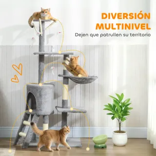 Árbol Rascador Gatos 134cm 6 Postes