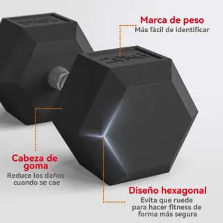 Mancuerna Hexagonal 20 kg Goma