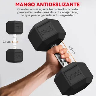 Mancuerna Hexagonal 20 kg Goma