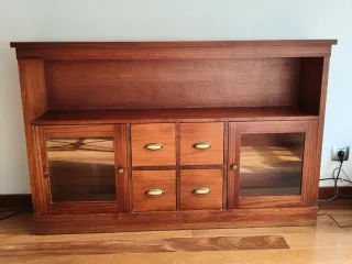 Mueble de entrada madera y cristal