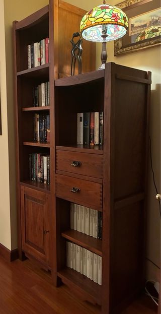 Mueble Librería Salón Madera y Cristal