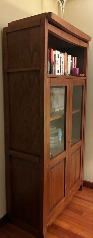 Mueble Librería Salón Madera y Cristal