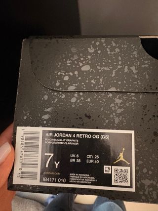 Jordan Air 4 Retro OG GS Nero 37.5 e 40