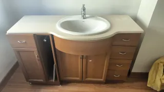 Mueble de baño lavabo madera y marmol