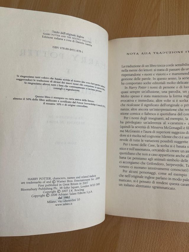 Harry Potter saga completa prima edizione Salani