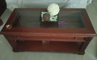 Mueble de salón completo madera y cristal