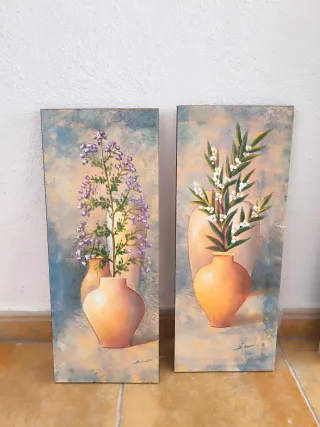 Set 2 Cuadros Jarrón Flores