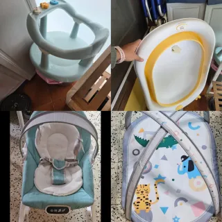 Lote Bebé: Bañera, Silla, Hamaca y Gimnasio