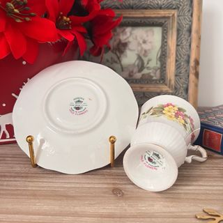 Taza y plato de porcelana inglesa Rosina.