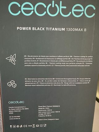 Cecotec Power Black Titanium 1300W Licuadora