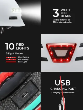 Casco Ciclismo Luz LED MTB Bicicleta Patinete. L