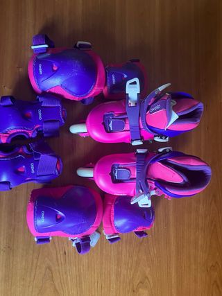 Patines infantiles Oxelo morado y rosa
